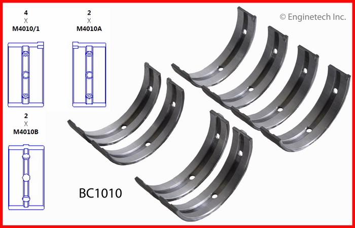 Enginetech Engine Full Crankshaft Main Bearing Set - BC1010.25