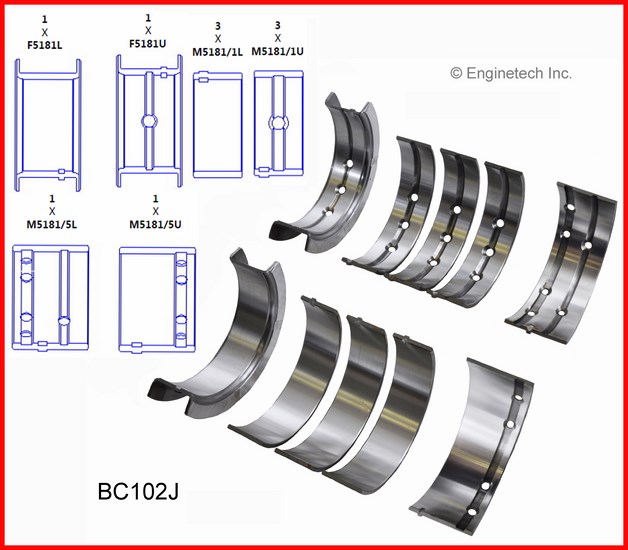 Enginetech Engine Full Crankshaft Main Bearing Set - BC102J.50