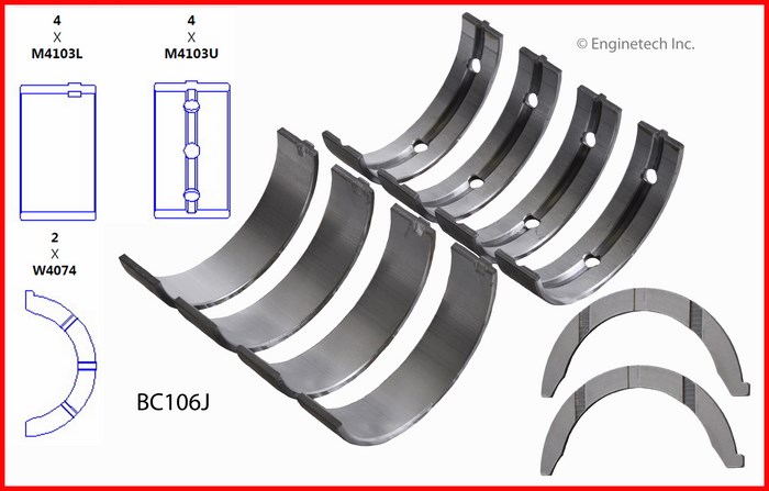 Enginetech Engine Full Crankshaft Main Bearing Set - BC106J.25