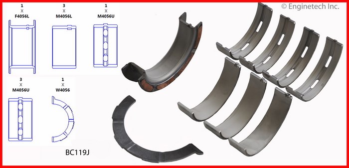 Enginetech Engine Full Crankshaft Main Bearing Set - BC119J.25