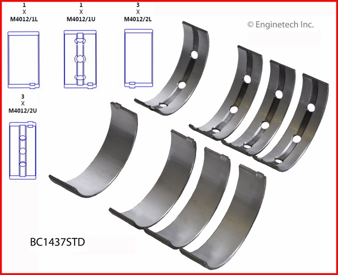 Enginetech Engine Full Crankshaft Main Bearing Set - BC1437STD