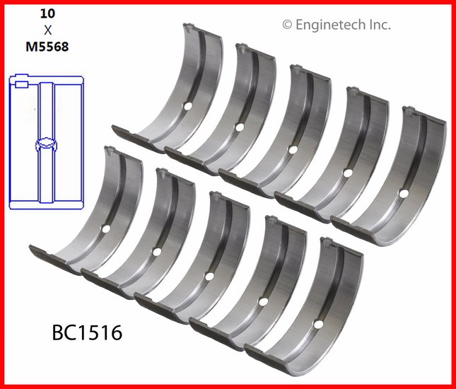 Enginetech Engine Full Crankshaft Main Bearing Set - BC1516STD