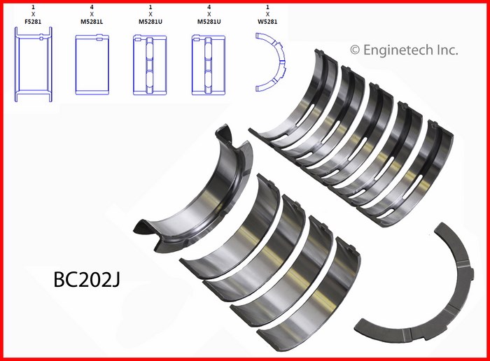 Enginetech Engine Full Crankshaft Main Bearing Set - BC202J.50