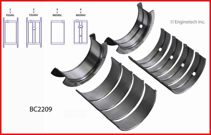 Enginetech Engine Full Crankshaft Main Bearing Set - BC2209.25