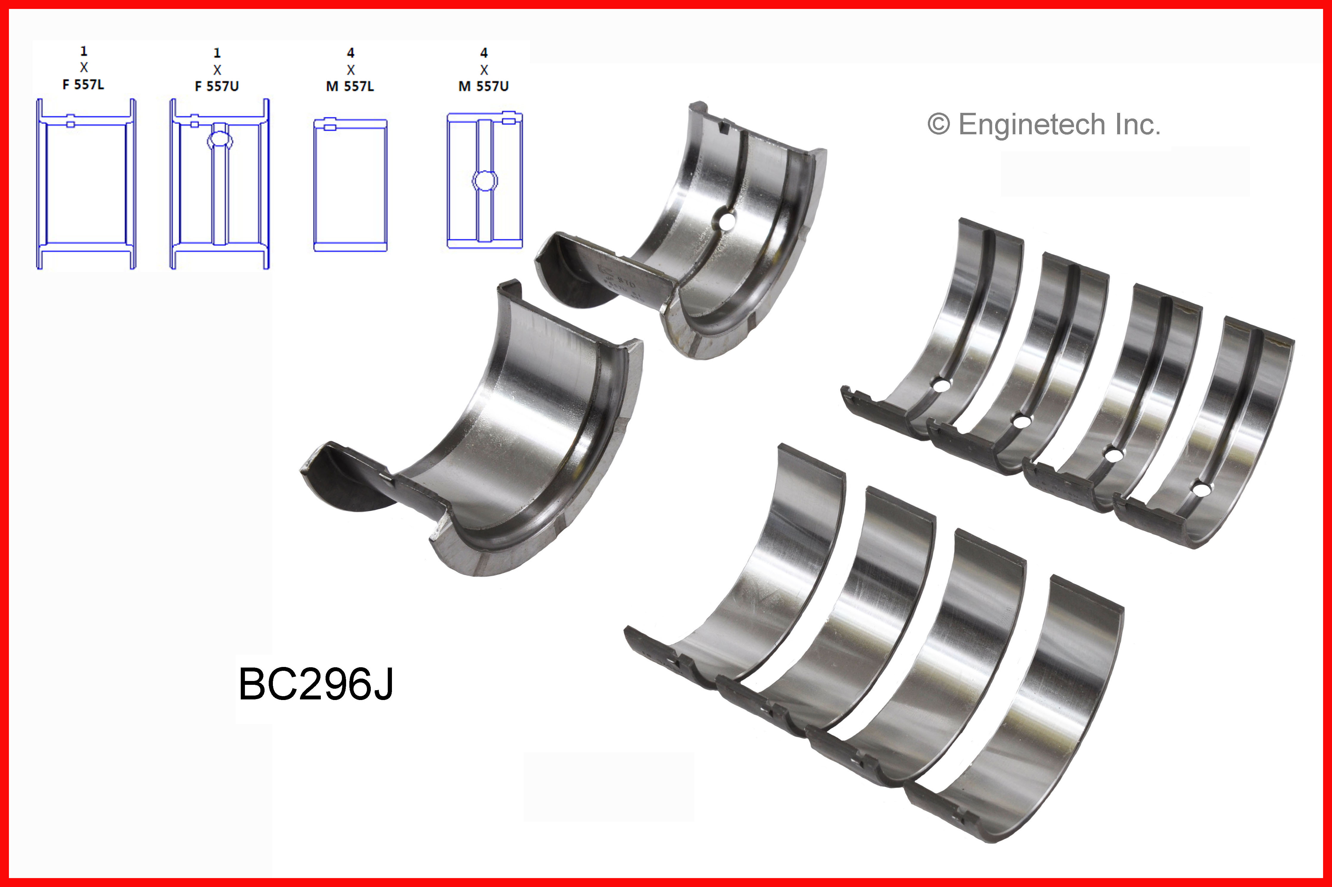 Enginetech Engine Full Crankshaft Main Bearing Set - BC296J030