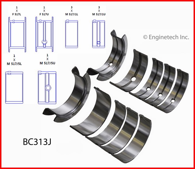 Enginetech Engine Full Crankshaft Main Bearing Set - BC313J010