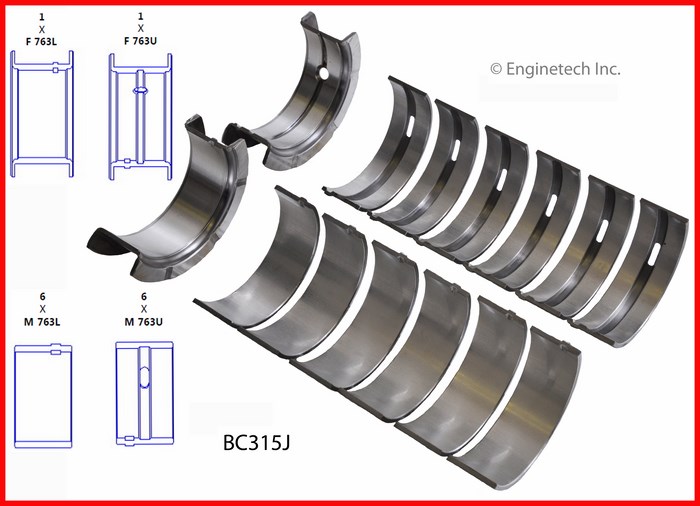 Enginetech Engine Full Crankshaft Main Bearing Set - BC315J030