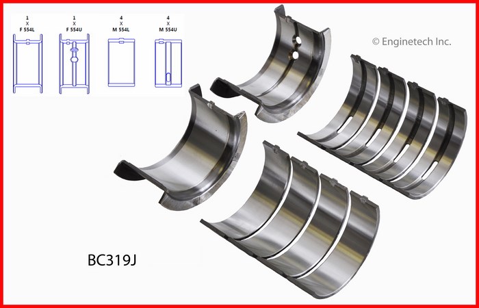 Enginetech Engine Full Crankshaft Main Bearing Set - BC319JSTD