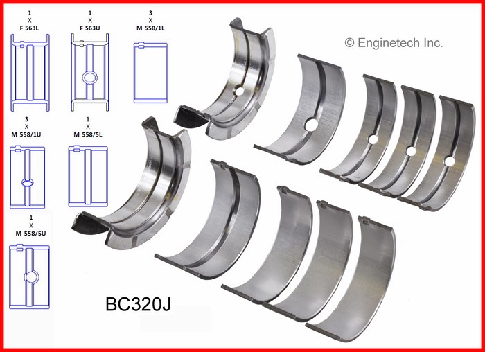 Enginetech Engine Full Crankshaft Main Bearing Set - BC320J020