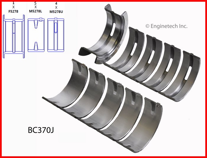Enginetech Engine Full Crankshaft Main Bearing Set - BC370J010