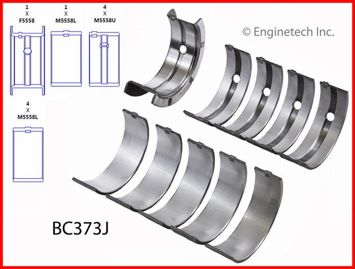 Enginetech Engine Full Crankshaft Main Bearing Set - BC373JSTD