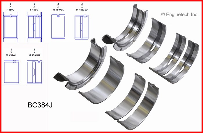 Enginetech Engine Full Crankshaft Main Bearing Set - BC384J030