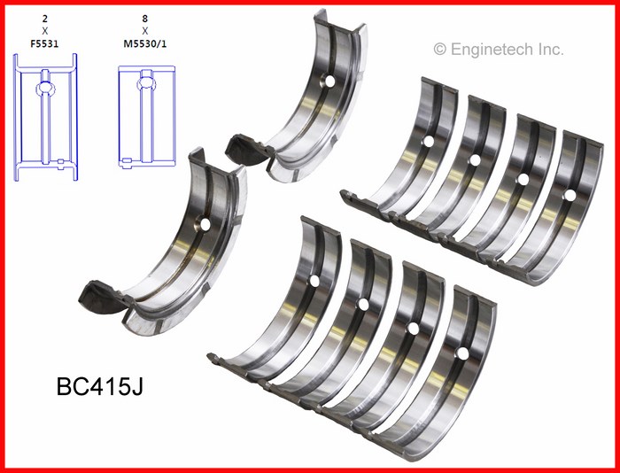 Enginetech Engine Full Crankshaft Main Bearing Set - BC415J.75