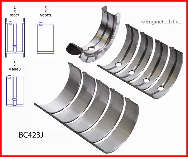 Enginetech Engine Full Crankshaft Main Bearing Set - BC423J.50