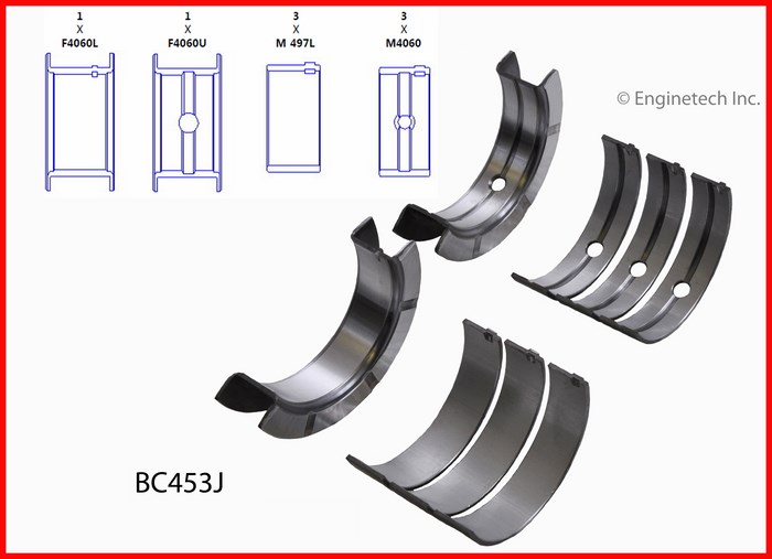 Enginetech Engine Full Crankshaft Main Bearing Set - BC453J010
