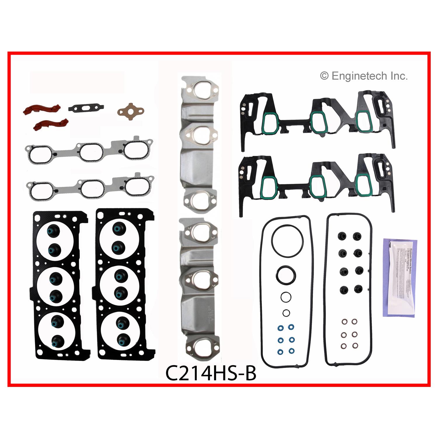 Enginetech Engine Cylinder Head Gasket Set GMC / Chevrolet Car and Truck with Head Bolts - C214HS-BWB