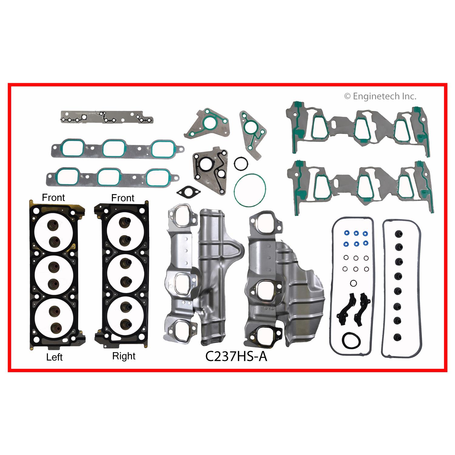 Enginetech Engine Cylinder Head Gasket Set GMC / Chevrolet Car and Truck with Head Bolts - C237HS-AWB