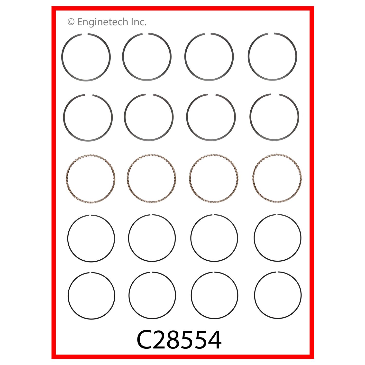 Enginetech Engine Premium Piston Ring Complete Set - C28554-STD