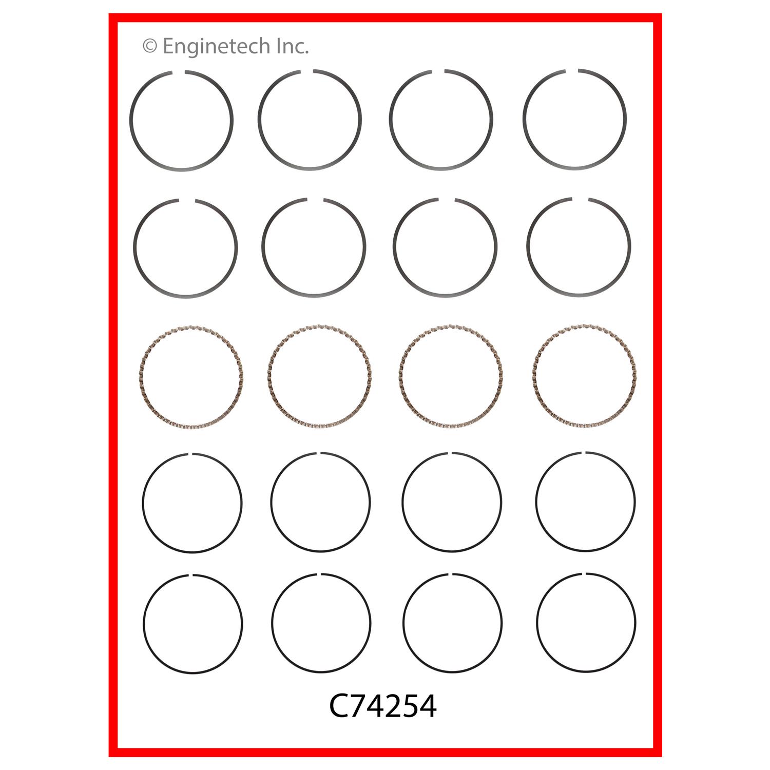 Enginetech Engine Premium Piston Ring Complete Set - C74254-.50