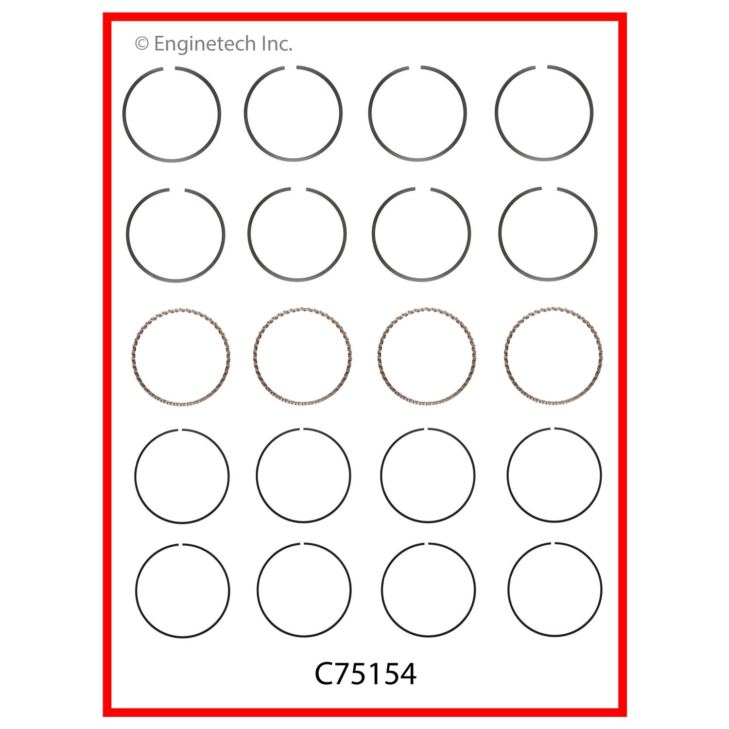 Enginetech Engine Premium Piston Ring Complete Set - C75154-STD
