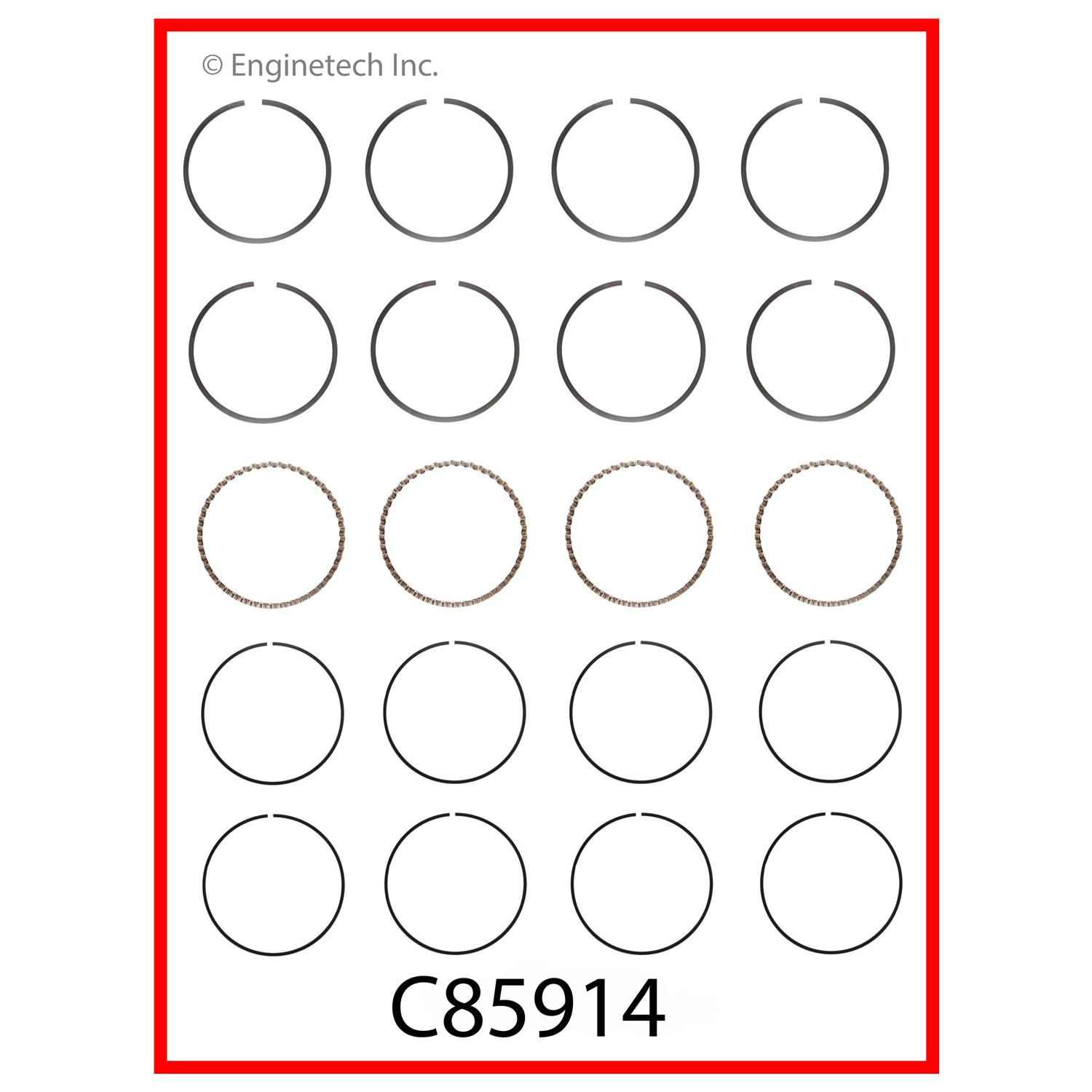 Enginetech Engine Premium Piston Ring Complete Set - C85914-.75