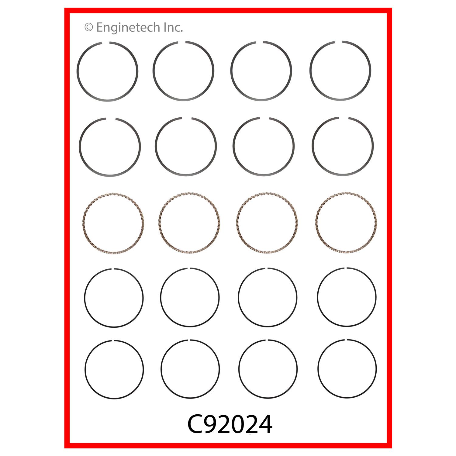 Enginetech Engine Premium Piston Ring Complete Set - C92024-100
