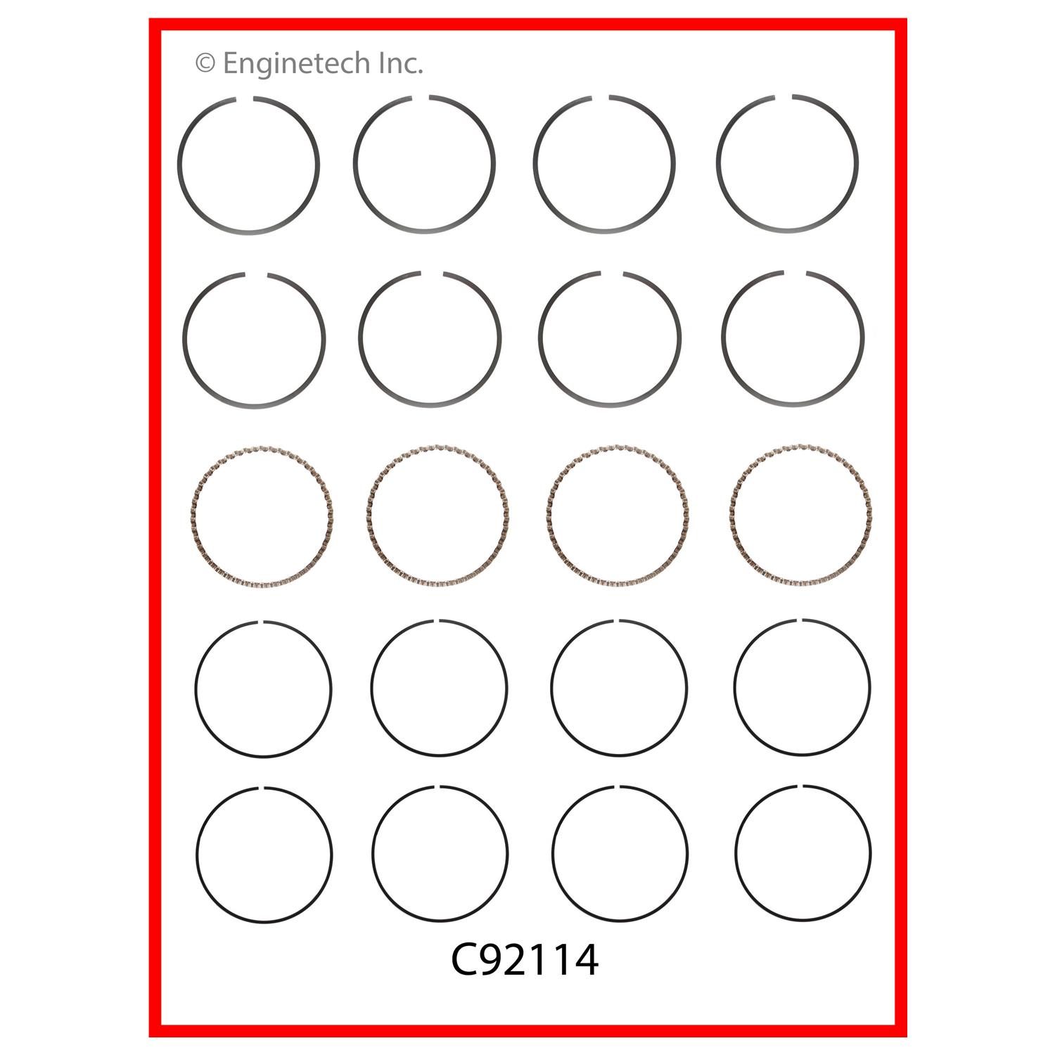 Enginetech Engine Premium Piston Ring Complete Set - C92114-STD