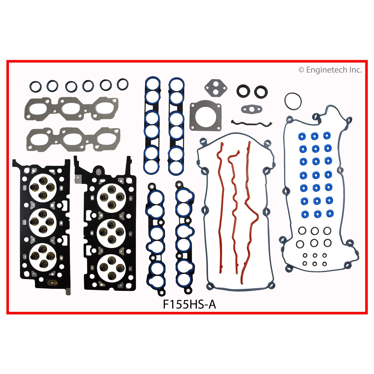 Enginetech Engine Cylinder Head Gasket Set - Ford Car and Truck with Head Bolts - F155HS-AWB