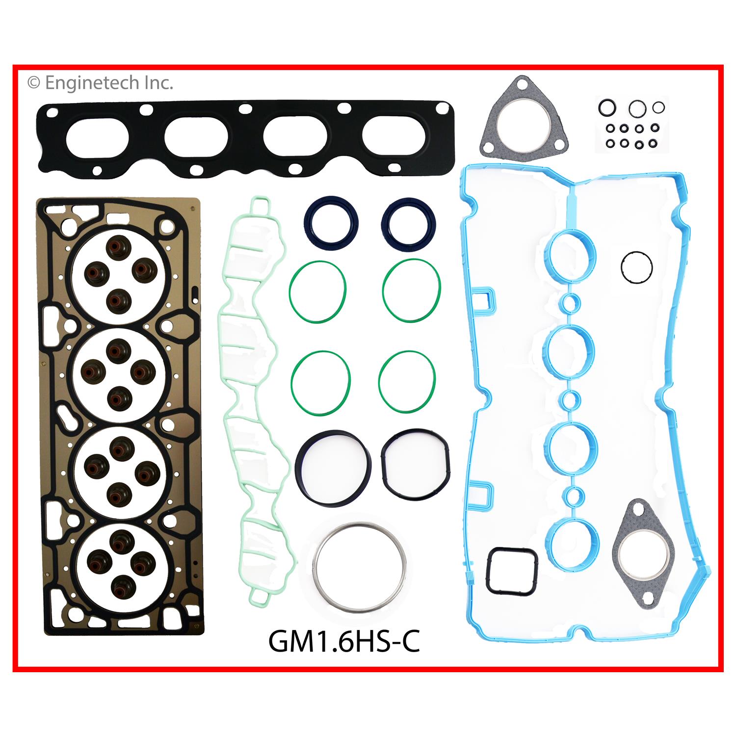Enginetech Engine Cylinder Head Gasket Set - GMC / Chevrolet Car and Truck with Head Bolts - GM1.6HS-CWB