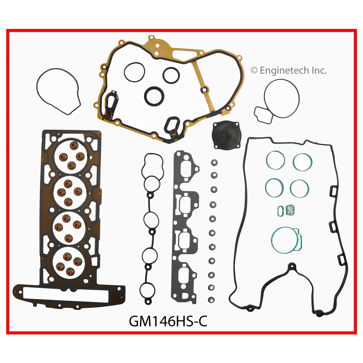 Enginetech Engine Cylinder Head Gasket Set - GMC / Chevrolet Car and Truck with Head Bolts - GM146HS-CWB