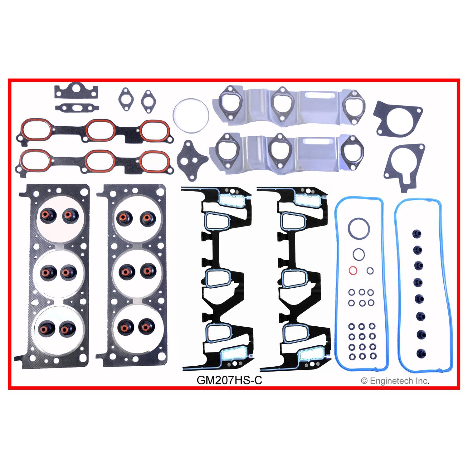 Enginetech Engine Cylinder Head Gasket Set - GMC / Chevrolet Car and Truck with Head Bolts - GM207HS-CAWB