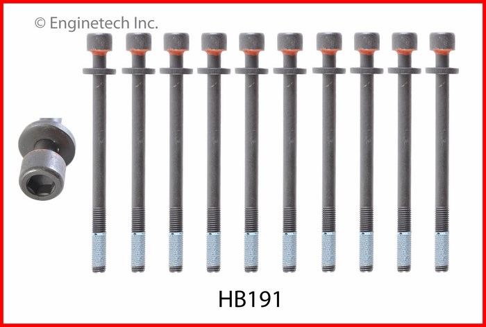 Enginetech Engine Head Bolt Set- For One Cylinder - HB191