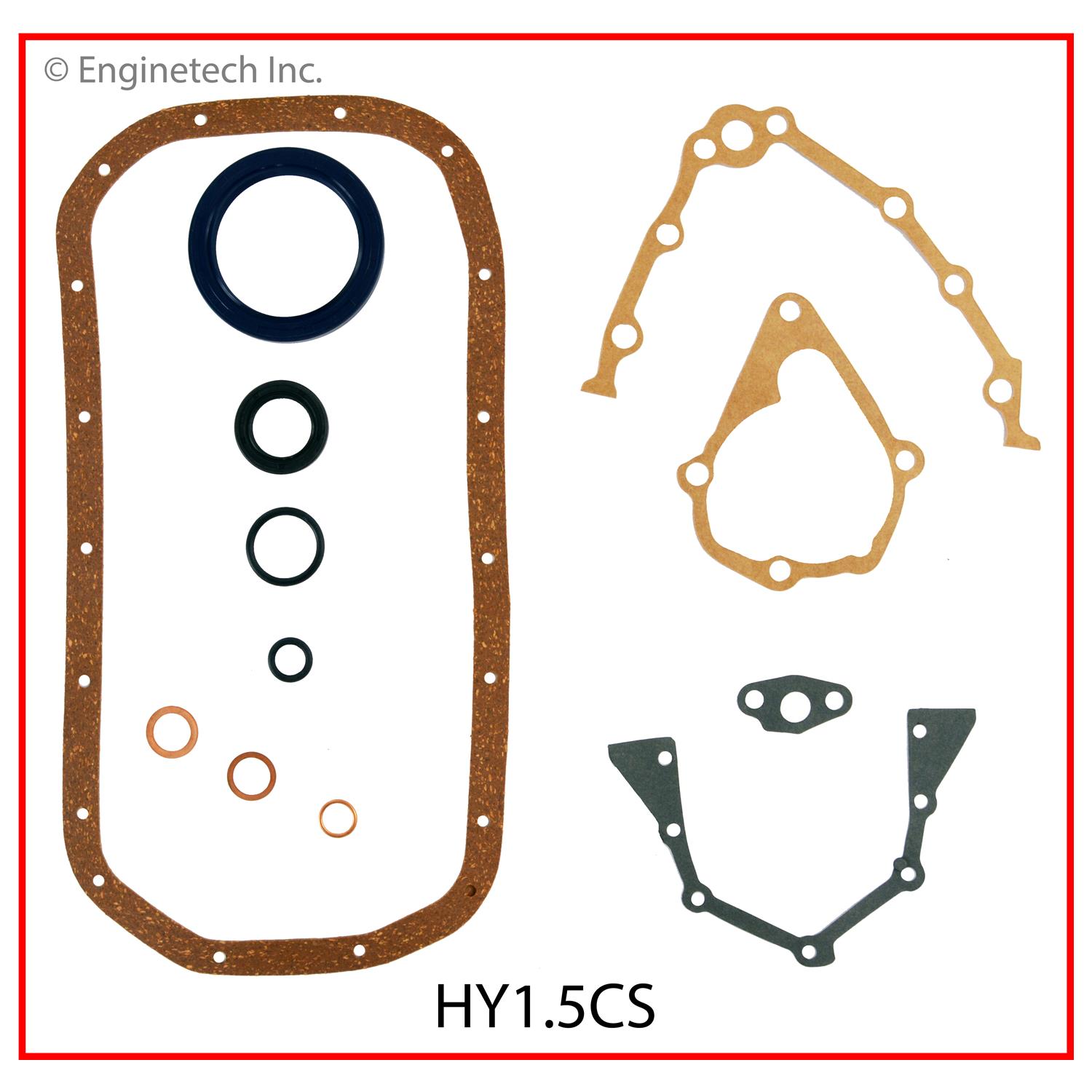 Enginetech Engine Lower End Gasket Set Hyundai Car and Truck - HY1.5CS