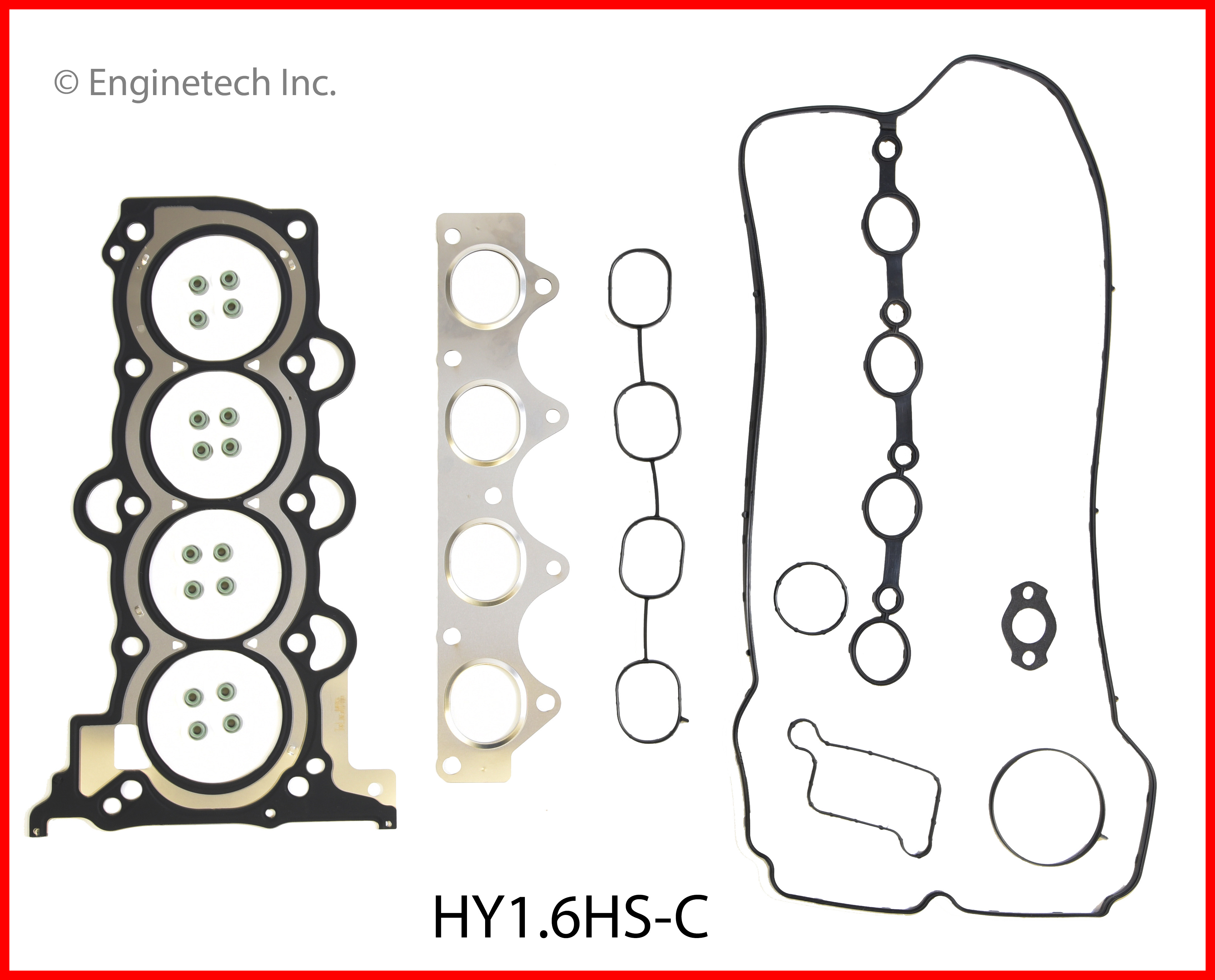 Enginetech Engine Cylinder Head Gasket Set - Hyundai Car and Truck with Head Bolts - HY1.6HS-CWB