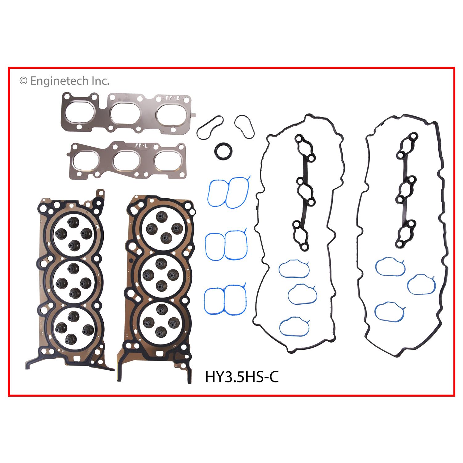 Enginetech Engine Cylinder Head Gasket Set - Hyundai Car and Truck with Head Bolts - HY3.5HS-C