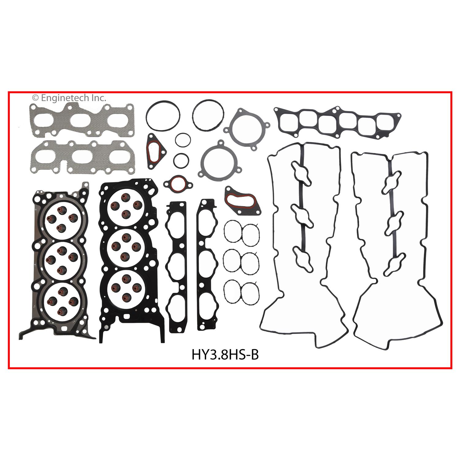 Enginetech Engine Cylinder Head Gasket Set - Hyundai Car and Truck with Head Bolts - HY3.8HS-BWB