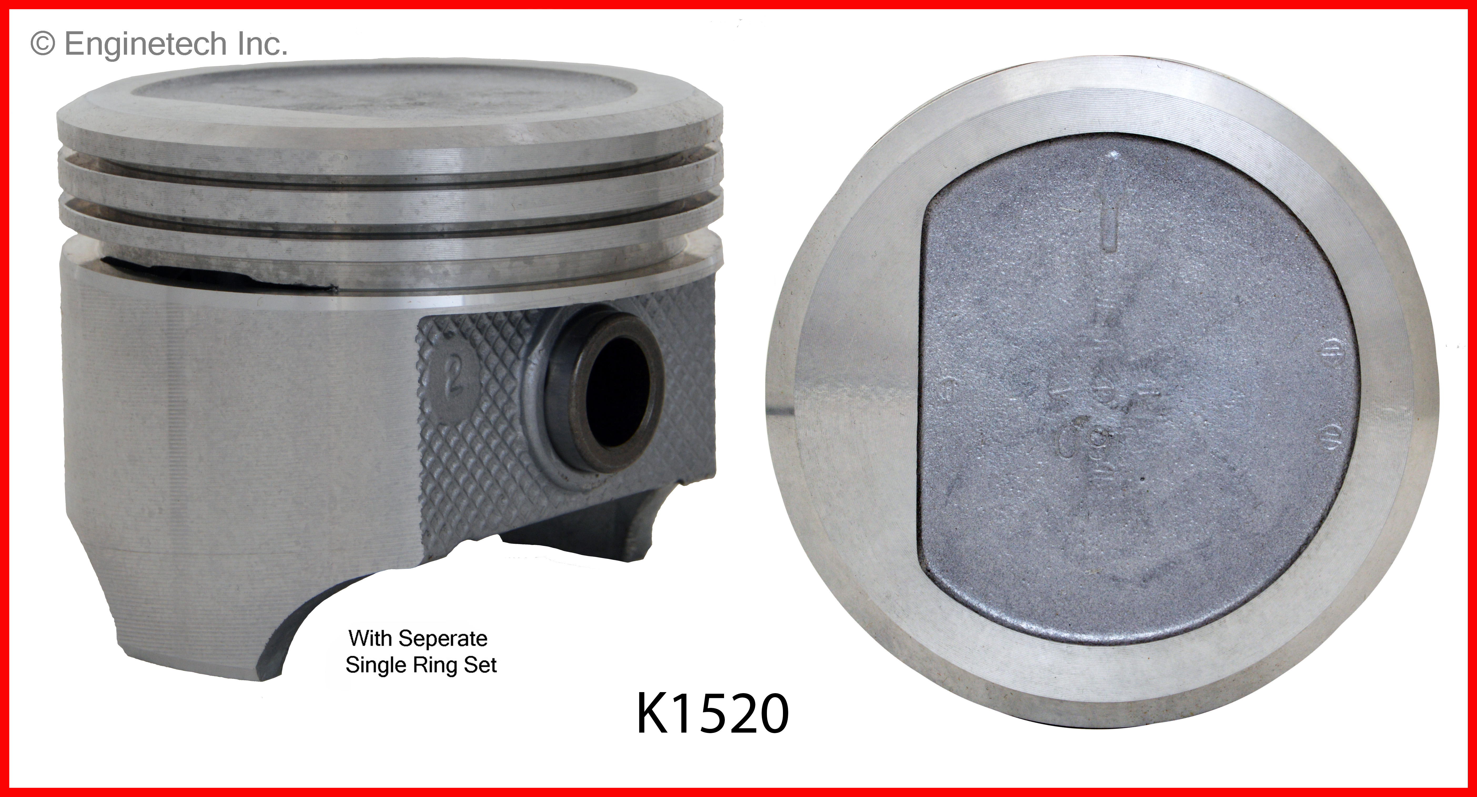 Enginetech Engine Piston Kit- With Separate Full Ring Stack - K1520(6)040