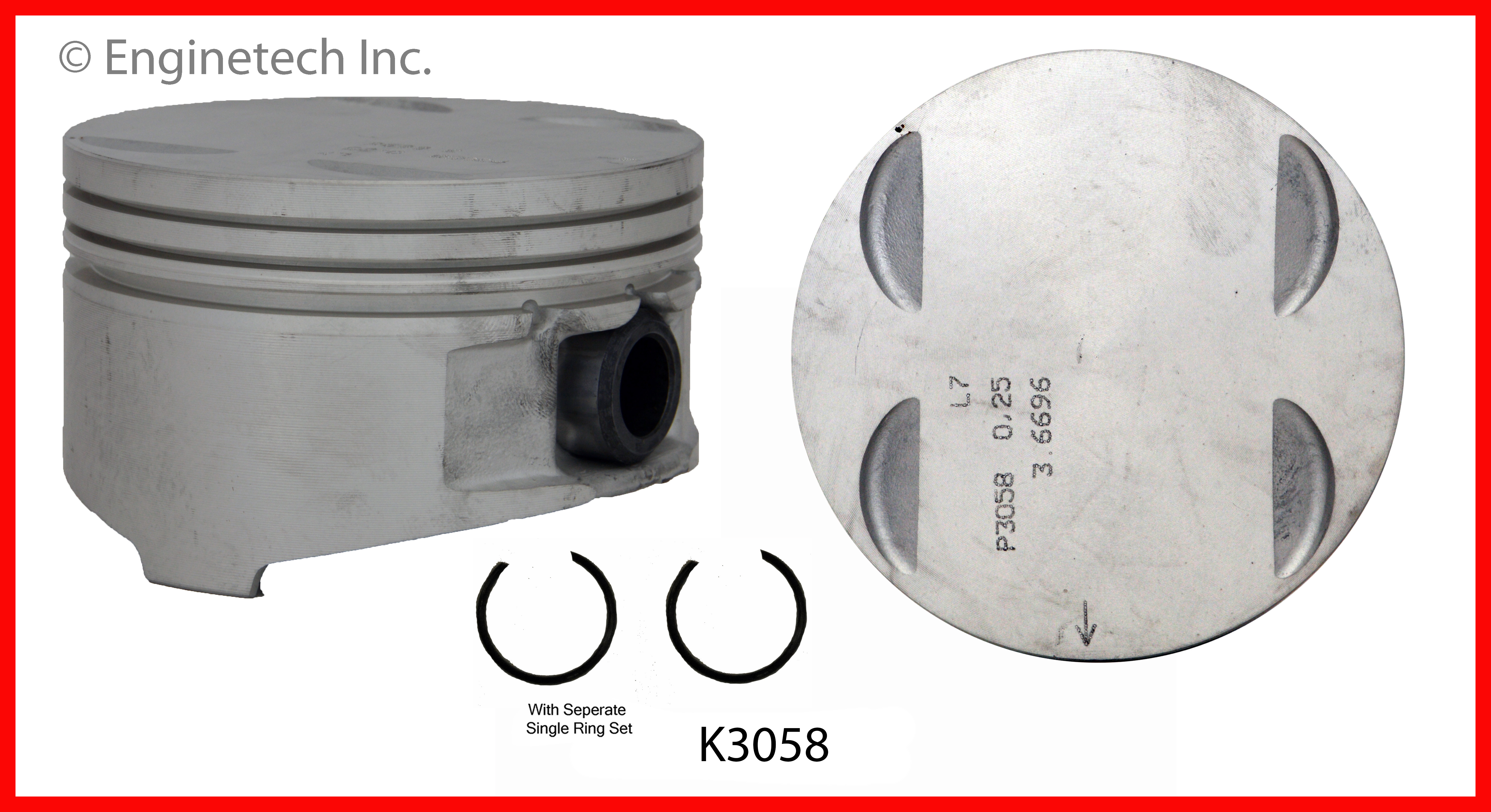 Enginetech Engine Piston Kit- With Separate Full Ring Stack - K3058(8)P.25