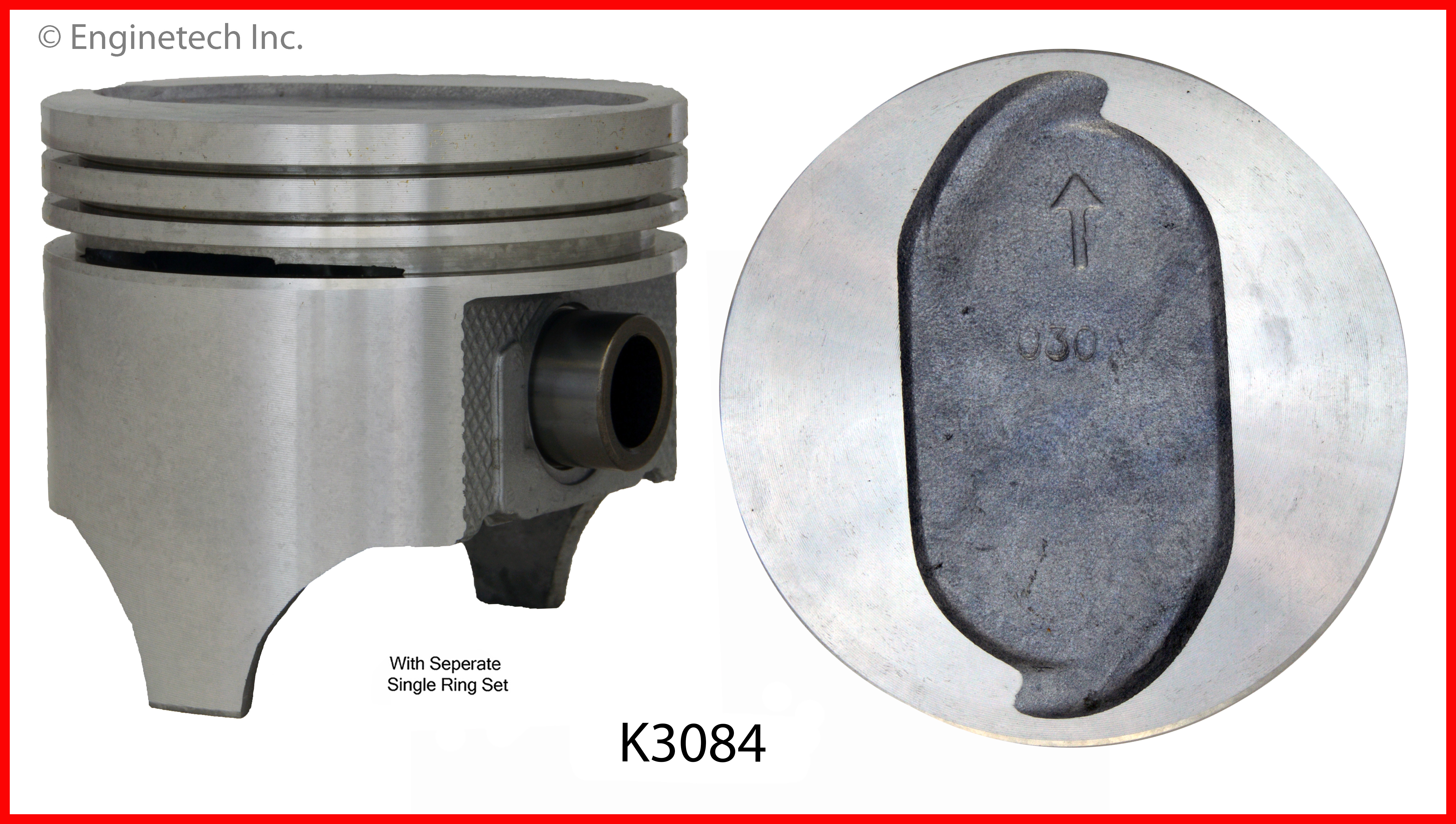 Enginetech Engine Piston Kit- With Separate Full Ring Stack - K3084(8)030