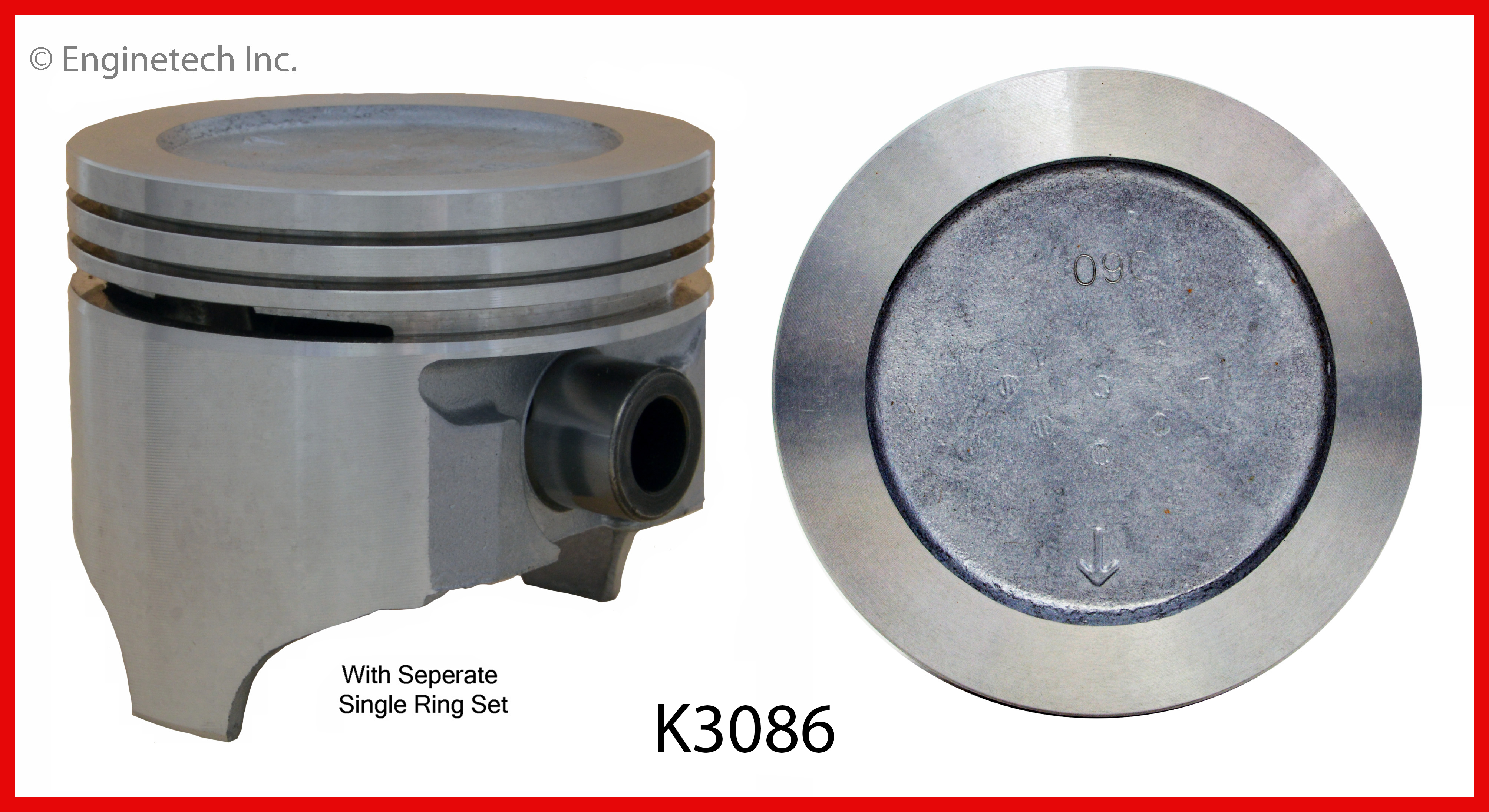 Enginetech Engine Piston Kit- With Separate Full Ring Stack - K3086(8)030