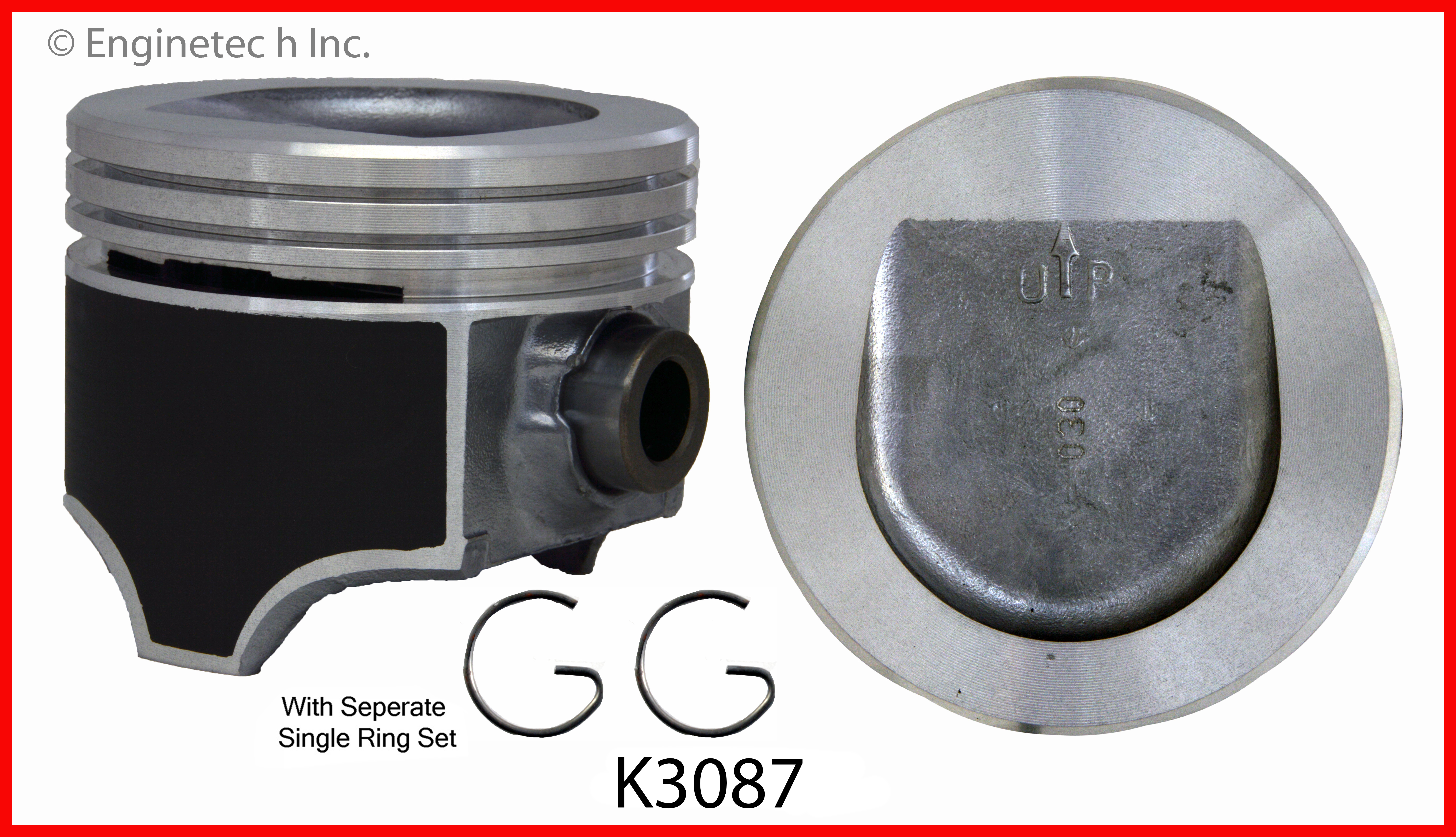 Enginetech Engine Piston Kit- With Separate Full Ring Stack - K3087(8)P030