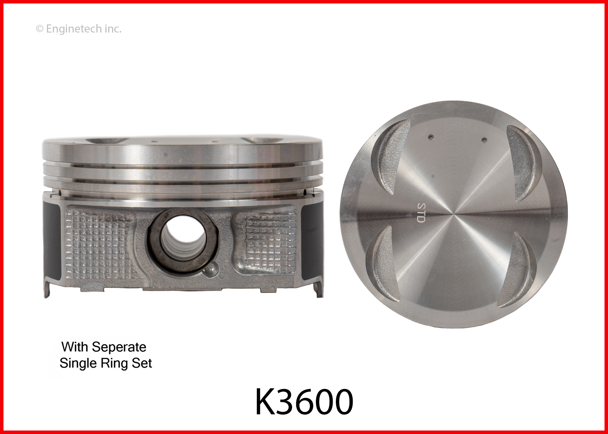 Enginetech Engine Piston Kit- With Separate Full Ring Stack - K3600(6)P.50