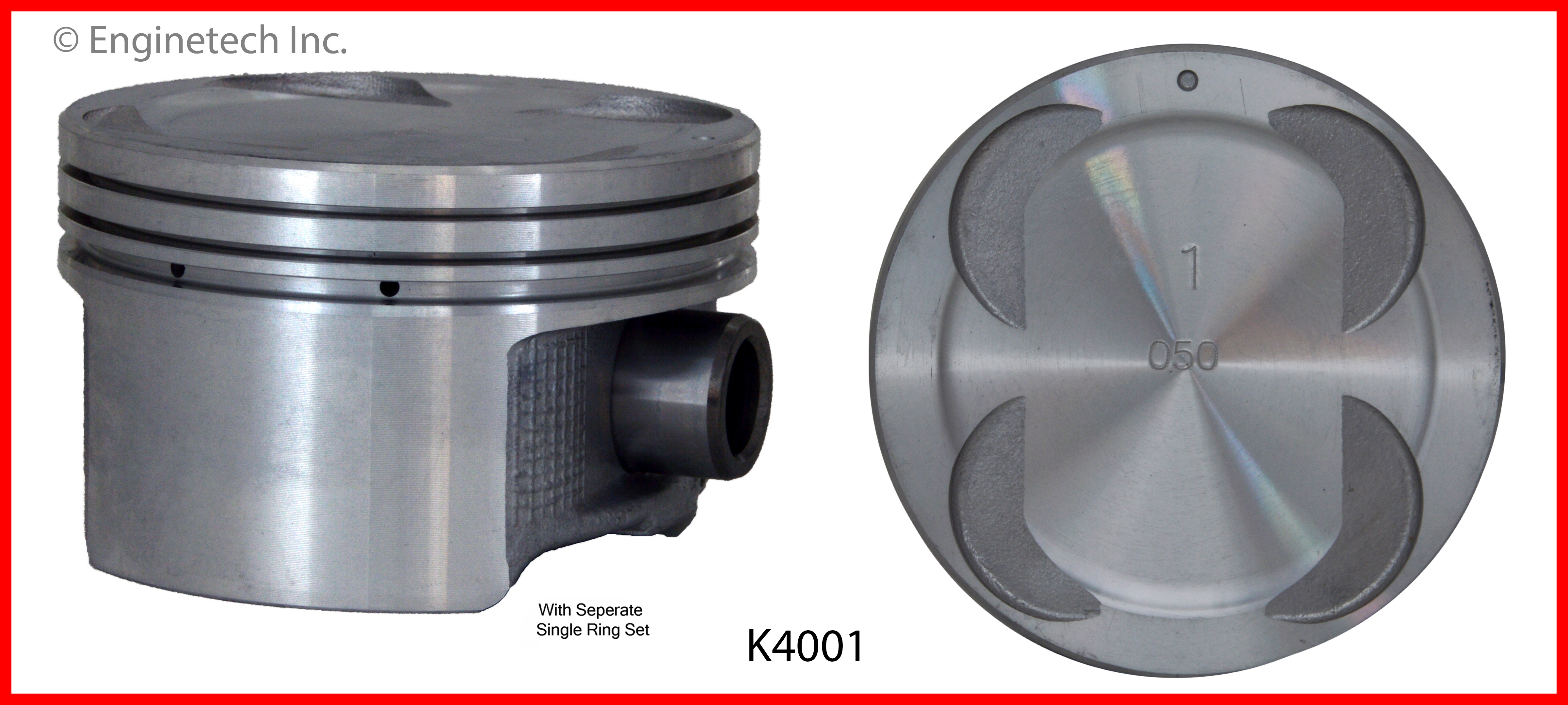 Enginetech Engine Piston Kit- With Separate Full Ring Stack - K4001(6)PSTD