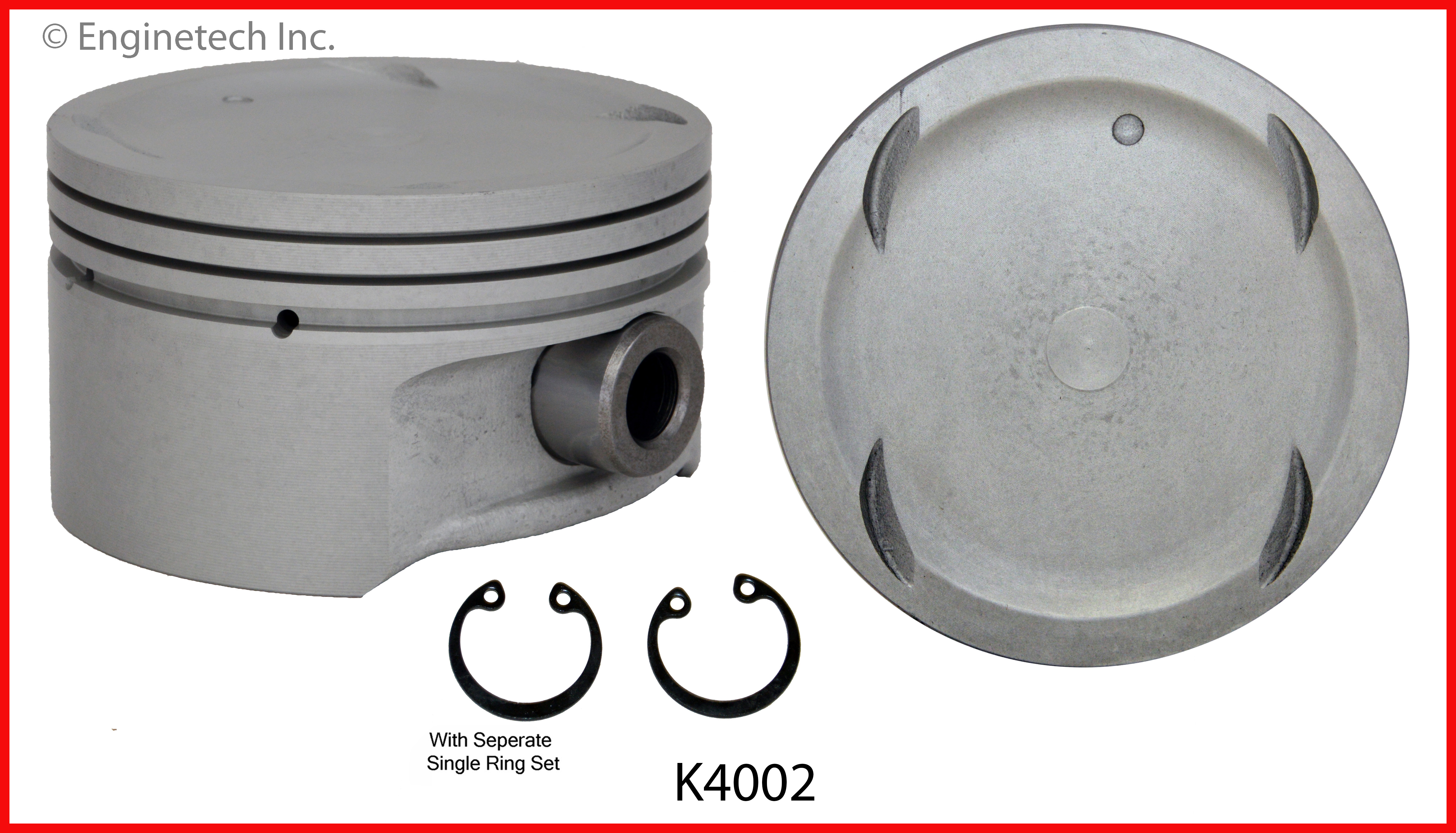 Enginetech Engine Piston Kit- With Separate Full Ring Stack - K4002(6)P.50