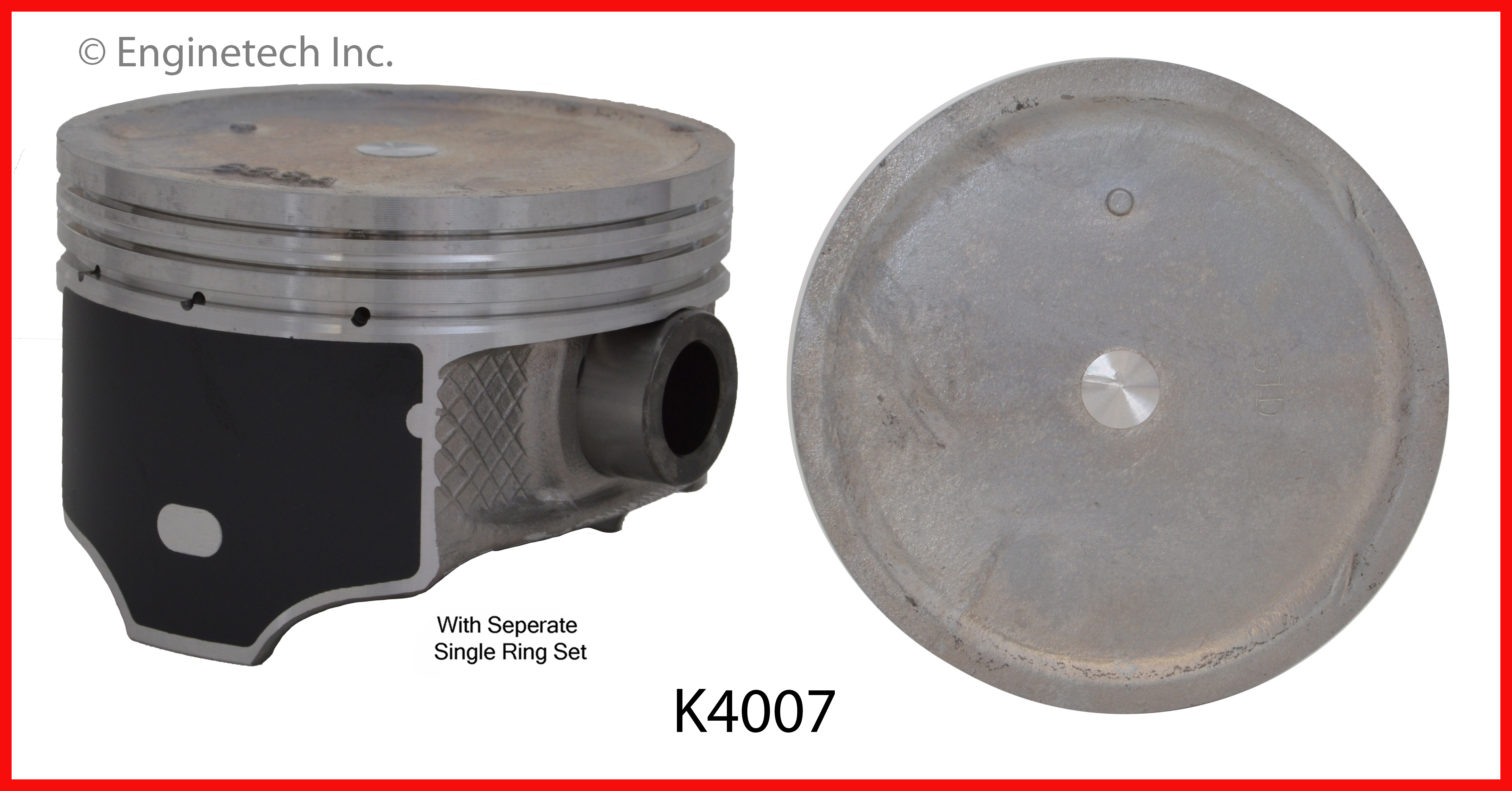 Enginetech Engine Piston Kit- With Separate Full Ring Stack - K4007(4)P.50