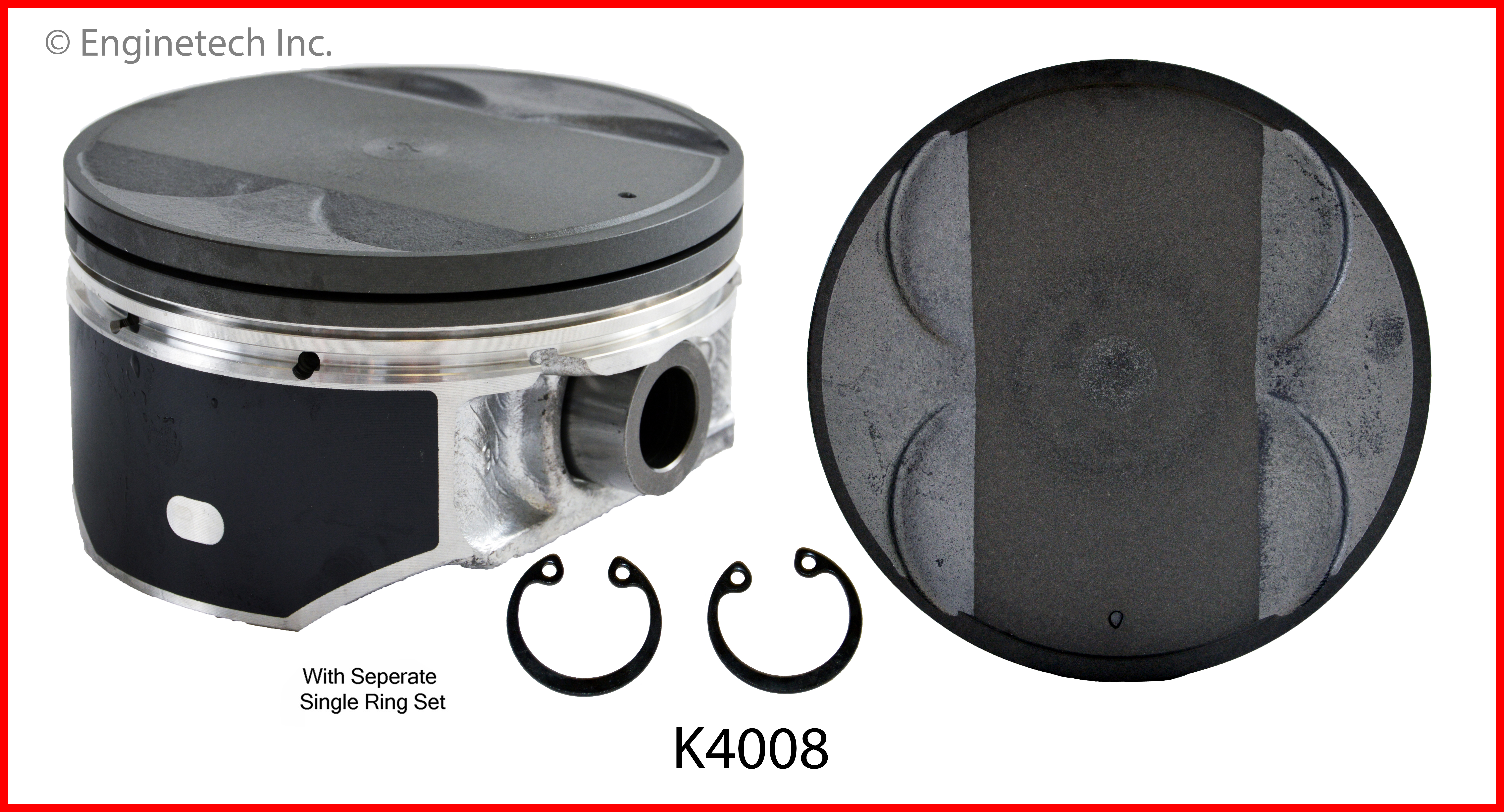 Enginetech Engine Piston Kit- With Separate Full Ring Stack - K4008(6)PSTD