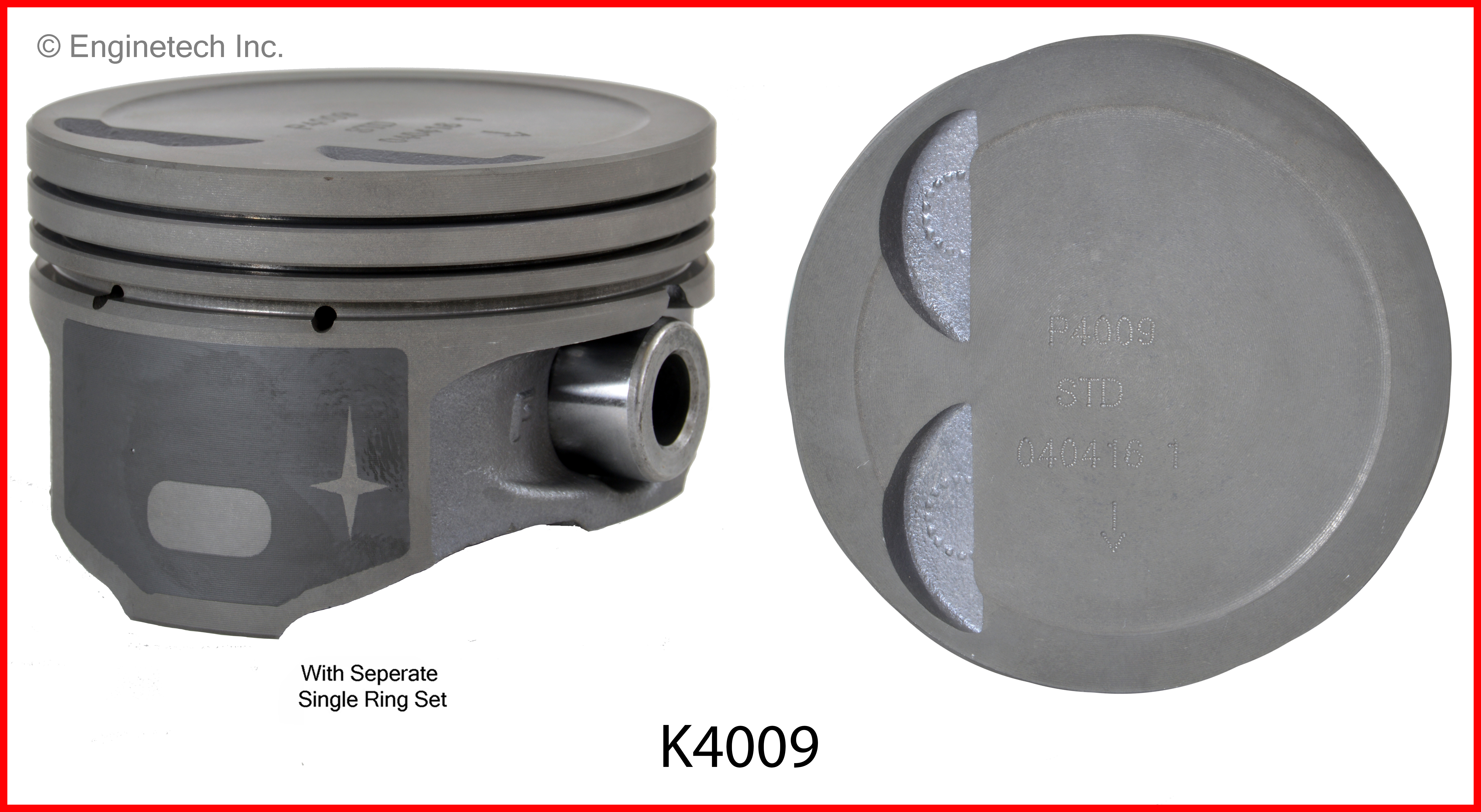 Enginetech Engine Piston Kit- With Separate Full Ring Stack - K4009(4)P.50