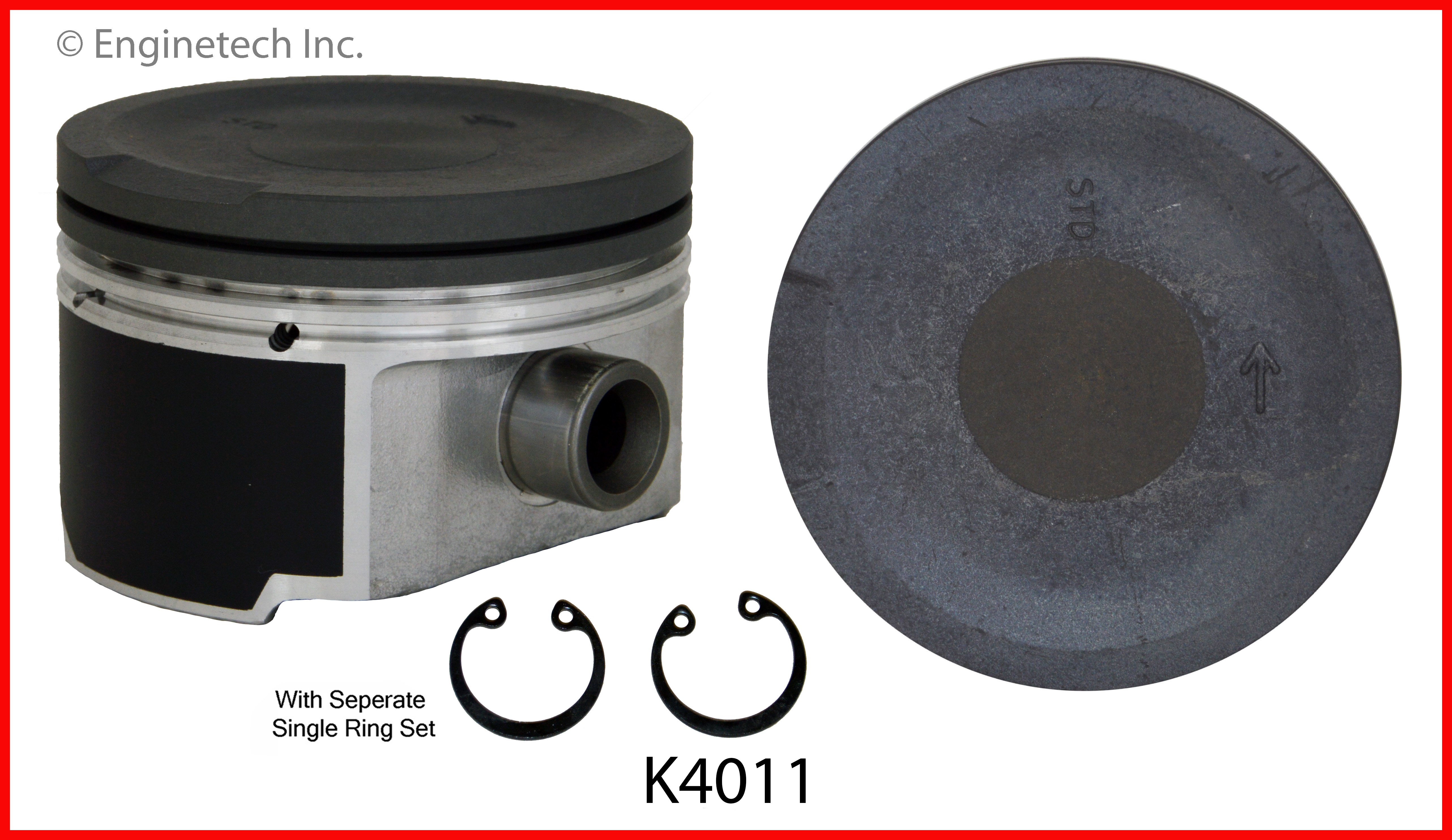 Enginetech Engine Piston Kit- With Separate Full Ring Stack - K4011(4)P.50