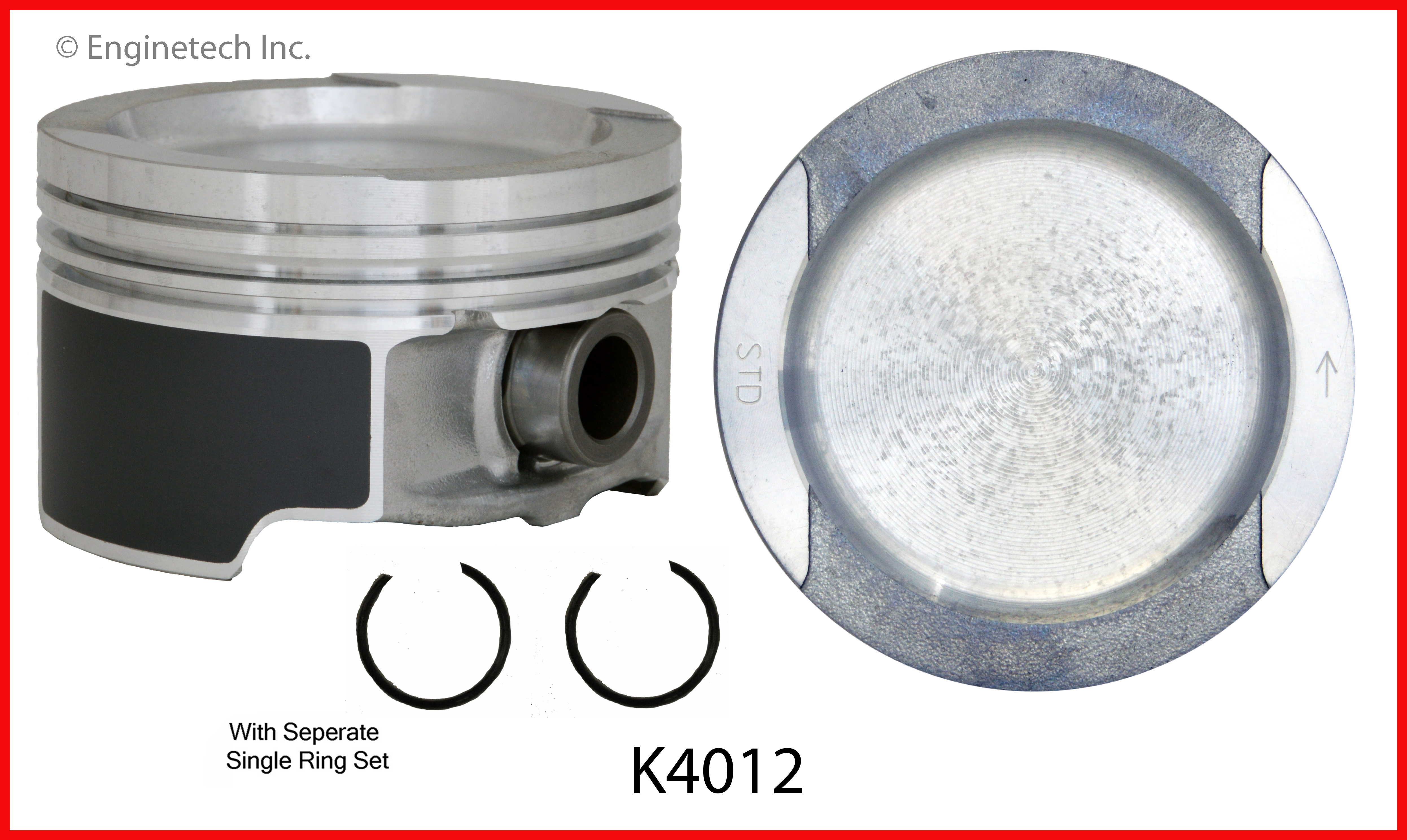 Enginetech Engine Piston Kit- With Separate Full Ring Stack - K4012(4)P.50