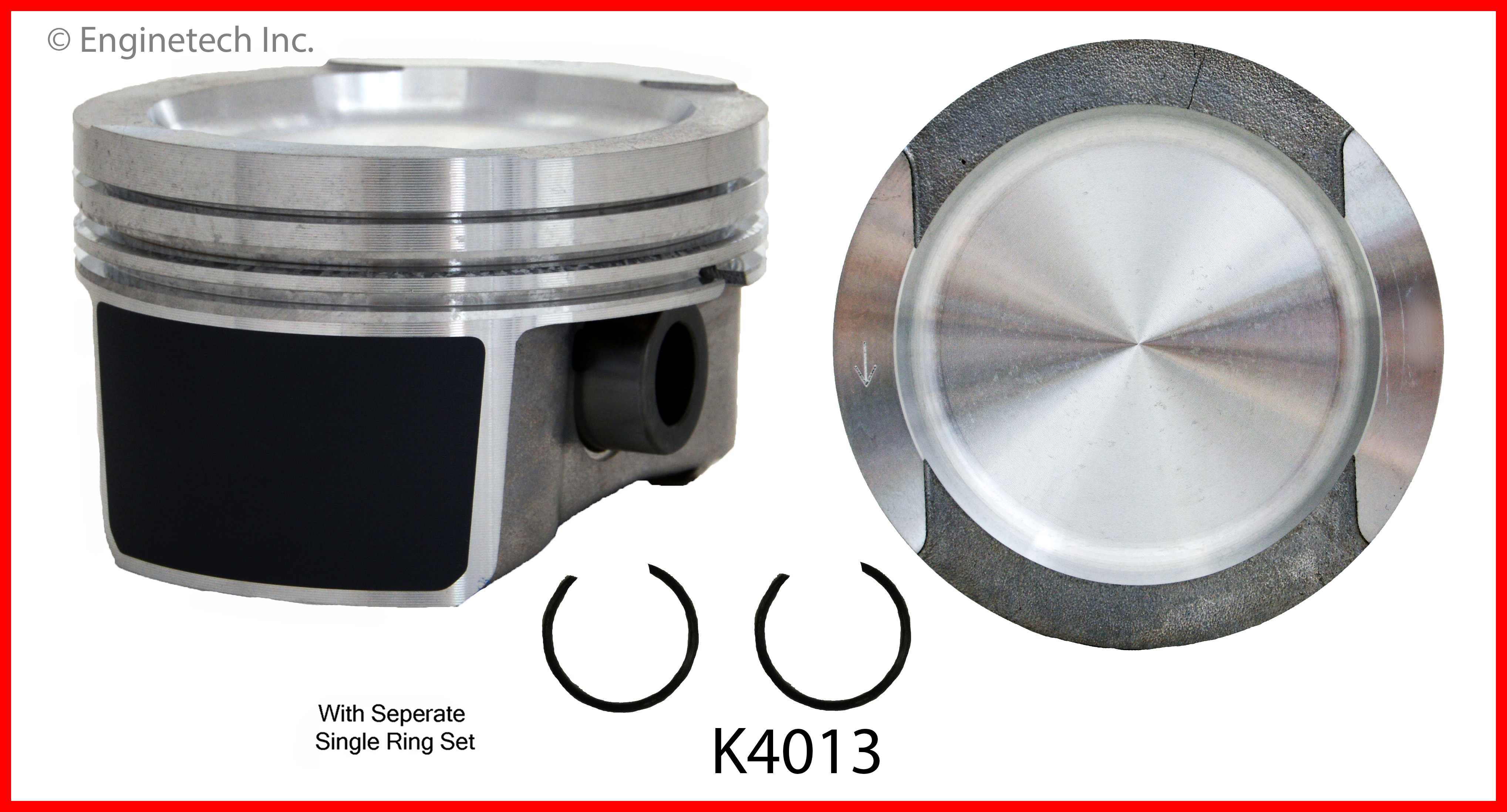 Enginetech Engine Piston Kit- With Separate Full Ring Stack - K4013(4)PSTD